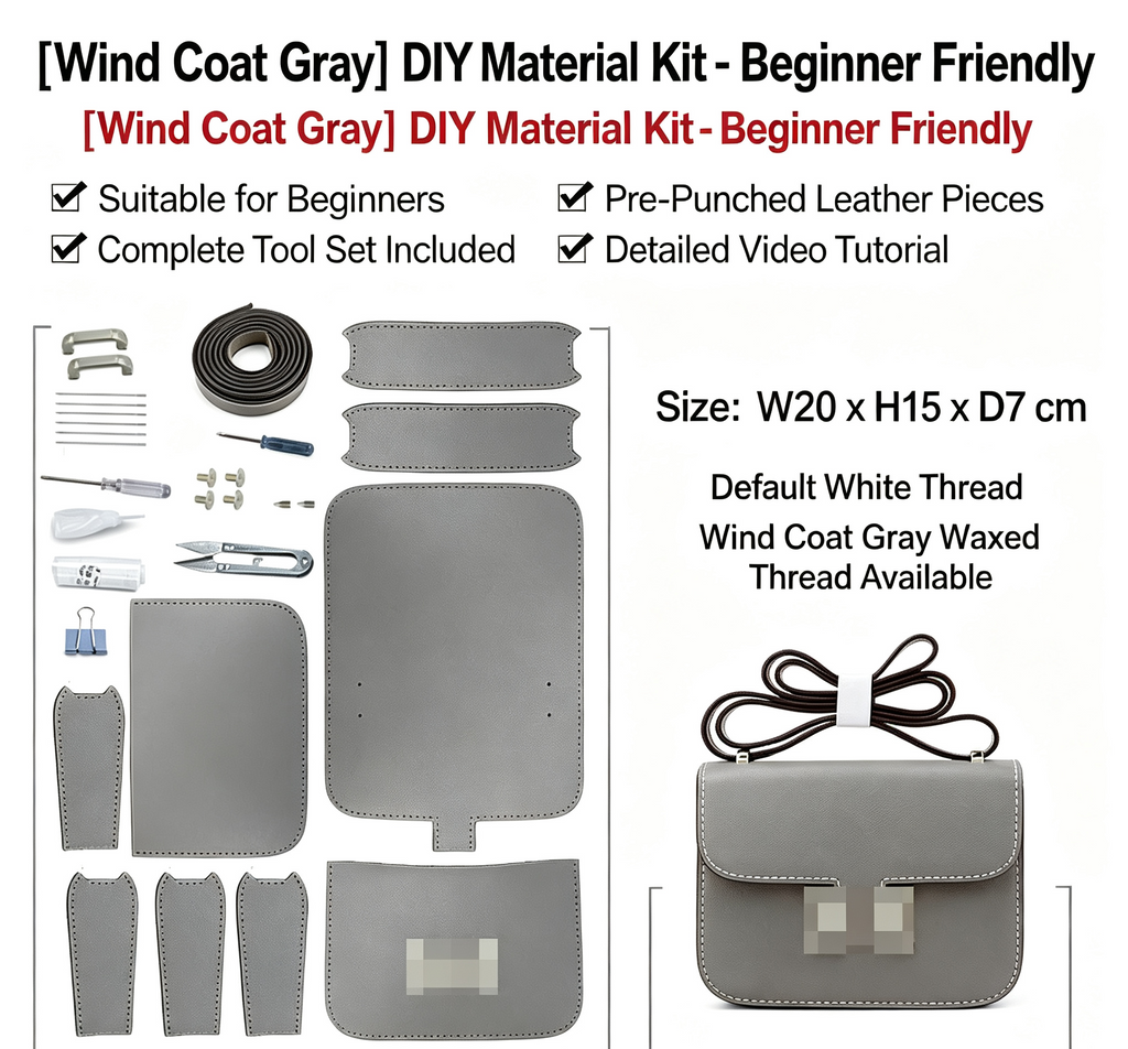 DIY Genuine Leather Crossbody Bag Kit for Beginners – Handmade Shoulder Purse Making Set with Video Tutorial & Complete Materials