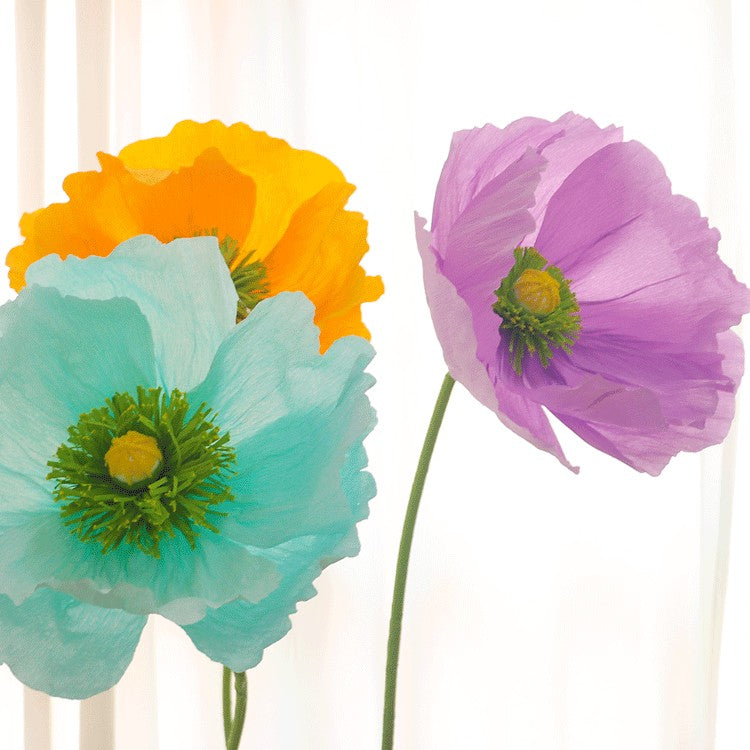 DIY Giant Poppy Crepe Paper Flower Kit | Large Handmade Artificial Flower Craft Set for Wedding, Event & Store Decoration | Macaron Color Display Props