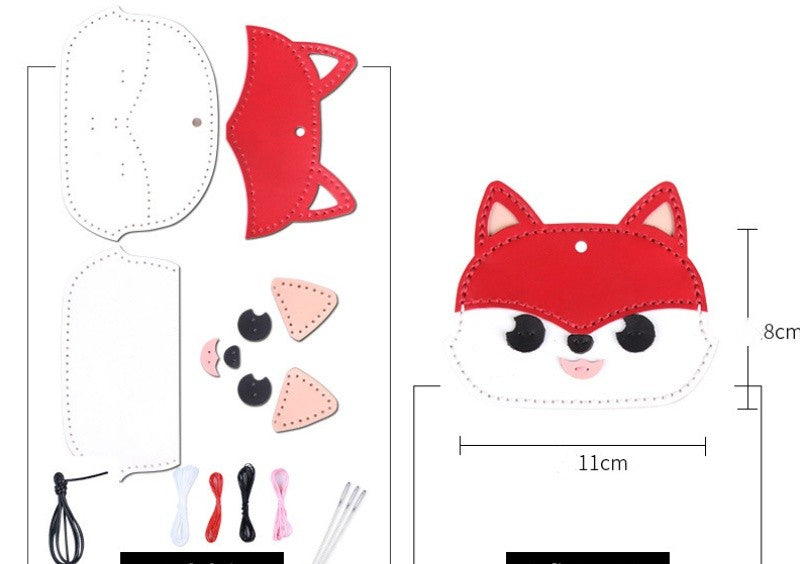 DIY Leather Animal Card Holder Kit | Handmade Cowhide Cute Wallet Craft Set for Beginners with Video Tutorial
