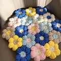 DIY Puff Flower Seat Cushion Crochet Kit – Handmade Ice Silk Yarn Chair Pad Craft Set for Beginners with Video Tutorial