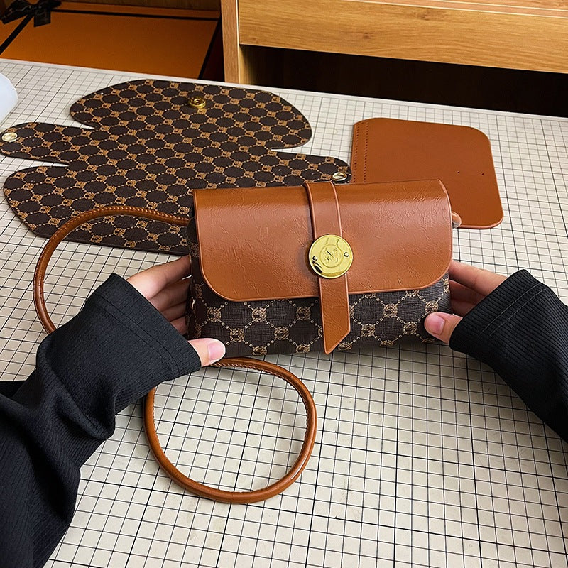 DIY PU Leather Crossbody Bag Kit for Beginners – Pre-Cut Purse Sewing Craft Kit with Video Tutorial, Handmade Shoulder Bag Gift for Women