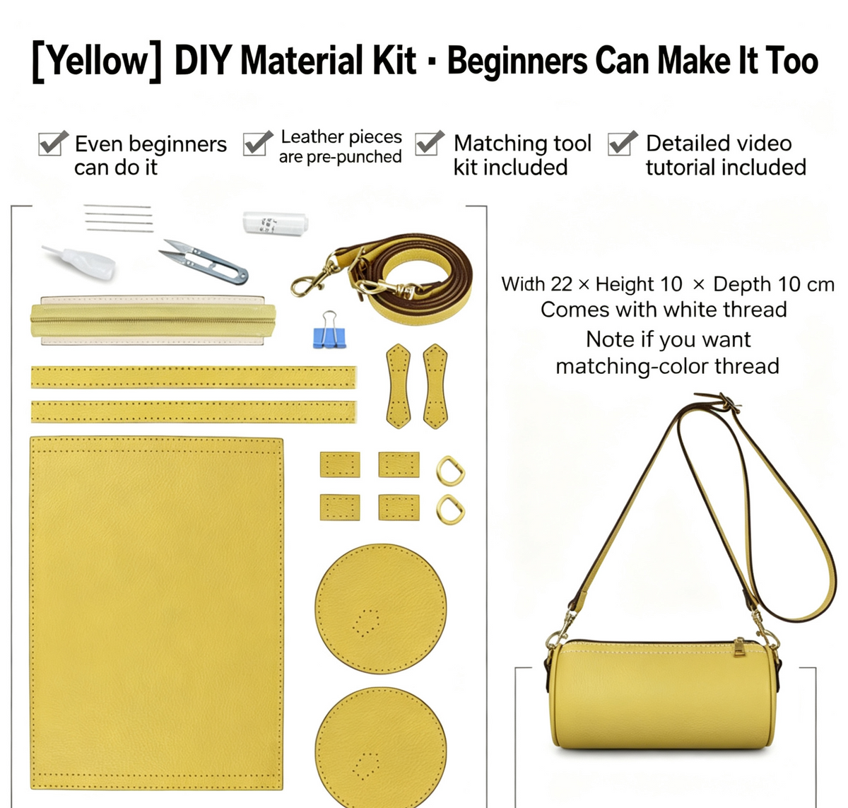 DIY Leather Crossbody Bag Kit for Beginners – Handmade Shoulder Bag Sewing Kit