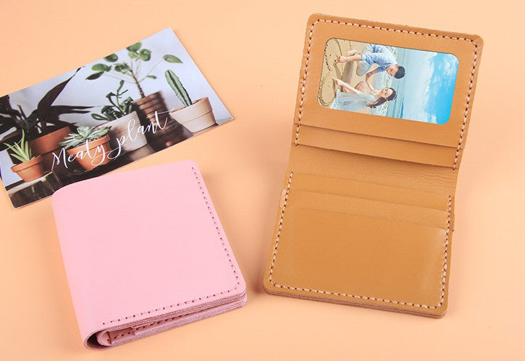 DIY Genuine Leather Vertical Bifold Wallet Kit for Beginners – Handmade Cowhide Wallet with Pre-Cut Pieces & Video Tutorial