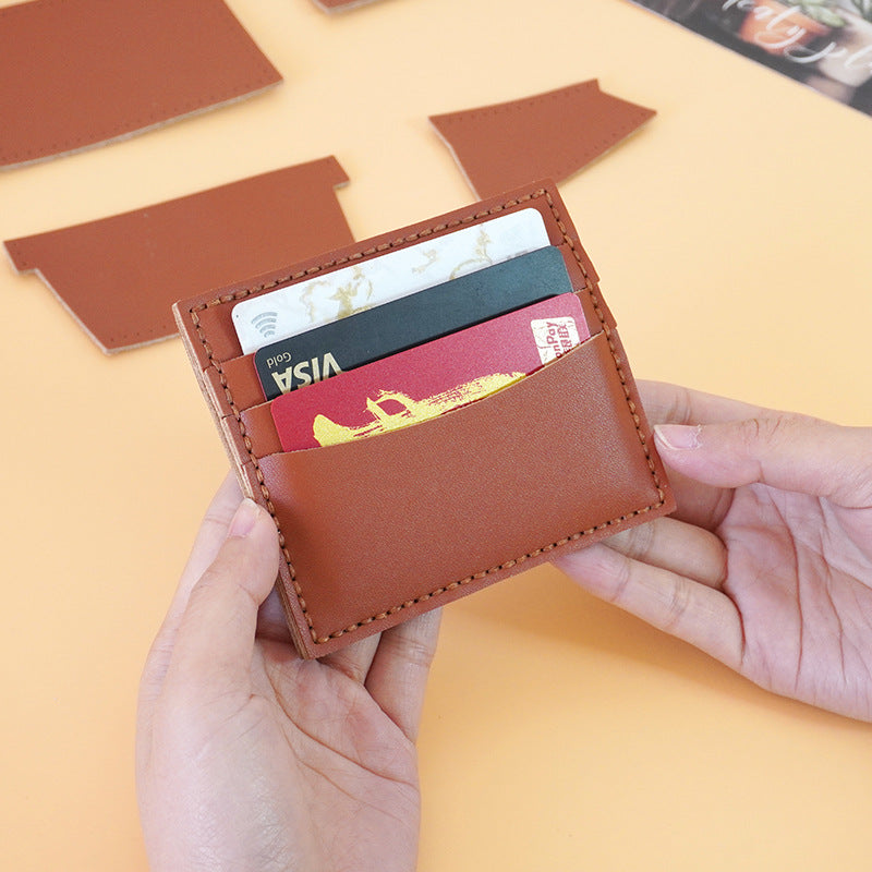 DIY Leather Wallet Kit – Handmade Cowhide Bifold Wallet Craft Set for Beginners with Video Tutorial (Compact Card & Cash Holder)