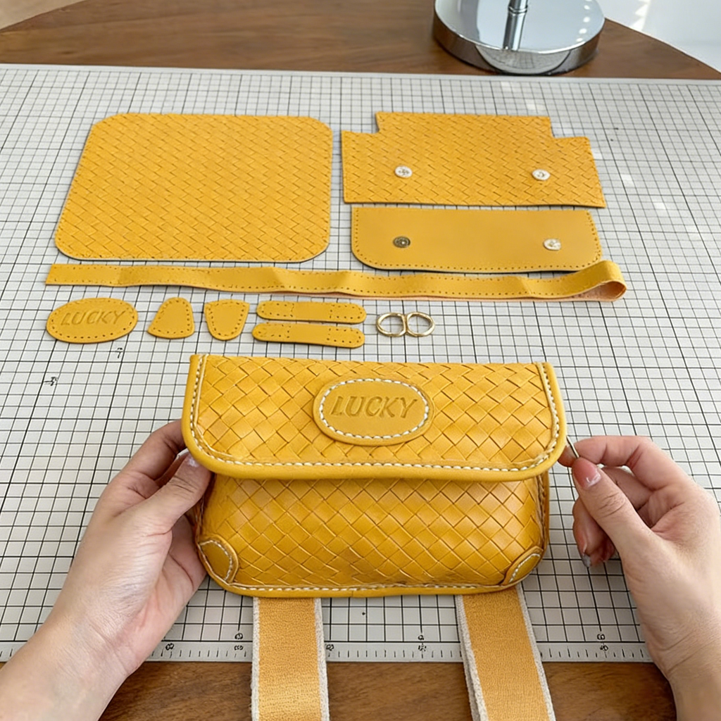 DIY PU Leather Crossbody Bag Kit – Handmade Mini Shoulder Bag Craft Kit for Beginners with Video Tutorial (Slim Everyday Purse)