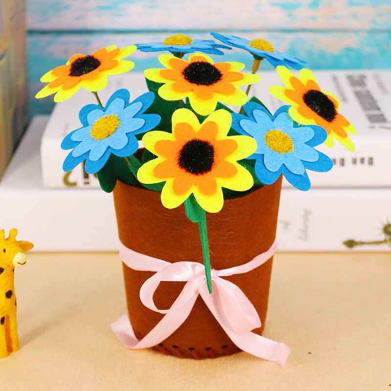 DIY Felt Flower Pot Craft Kit | Kids Educational Handmade Fabric Potted Plant Set | Montessori Creative Sewing Toy & Parent-Child Gift