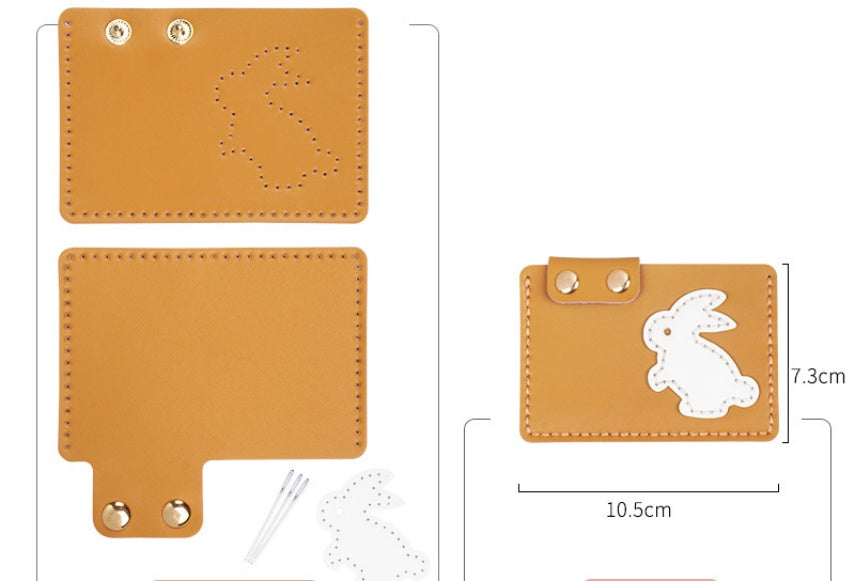 DIY Leather Bunny Wallet Kit – Handmade Colorful Leather Craft Wallet Set for Beginners