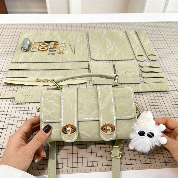 DIY Mini PU Leather Tote Bag Kit for Beginners | Handmade Crossbody Shoulder Purse Sewing Kit with Video Tutorial