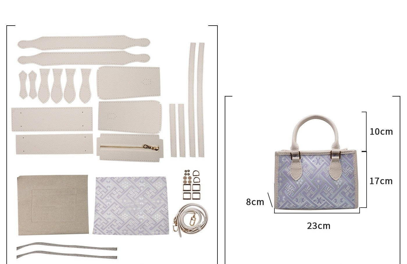 DIY Patchwork Tote Bag Kit | Genuine Leather & Microfiber Handmade Shoulder Bag Craft Set for Beginners