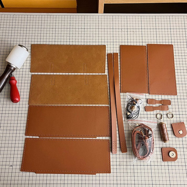 DIY Suede Shoulder Bag Kit for Beginners – Handmade Crossbody & Handbag Sewing Kit with Pre-Cut Materials and Video Tutorial