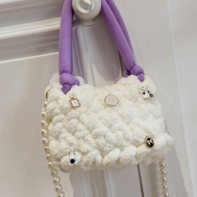 DIY Crochet Shoulder Bag Kit for Beginners – Handmade Cotton Yarn Crossbody Tote Bag Craft Kit with Video Tutorial