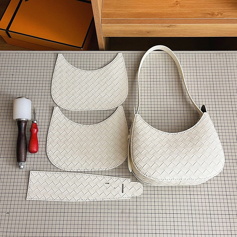 DIY PU Leather Handbag Kit for Beginners – Pre-Cut & Pre-Punched Handbag Sewing Kit with Video Tutorial, Elegant Crossbody Shoulder Bag Craft Set
