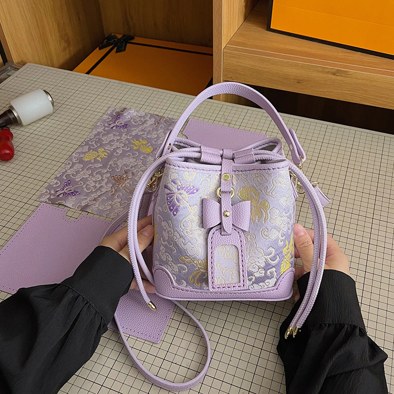 DIY PU Leather Bow Bucket Bag Kit | Beginner-Friendly Vintage Handbag Craft Set with Video Tutorial