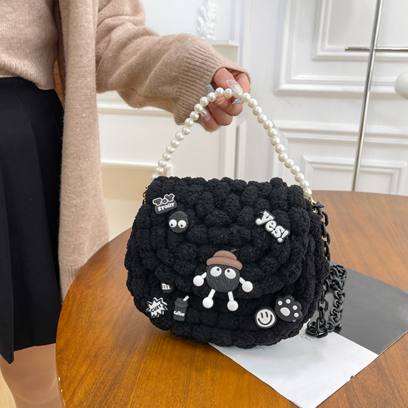 DIY Crochet Pearl Handle Bag Kit for Beginners | Handmade Yarn Shoulder & Crossbody Bag with Video Tutorial