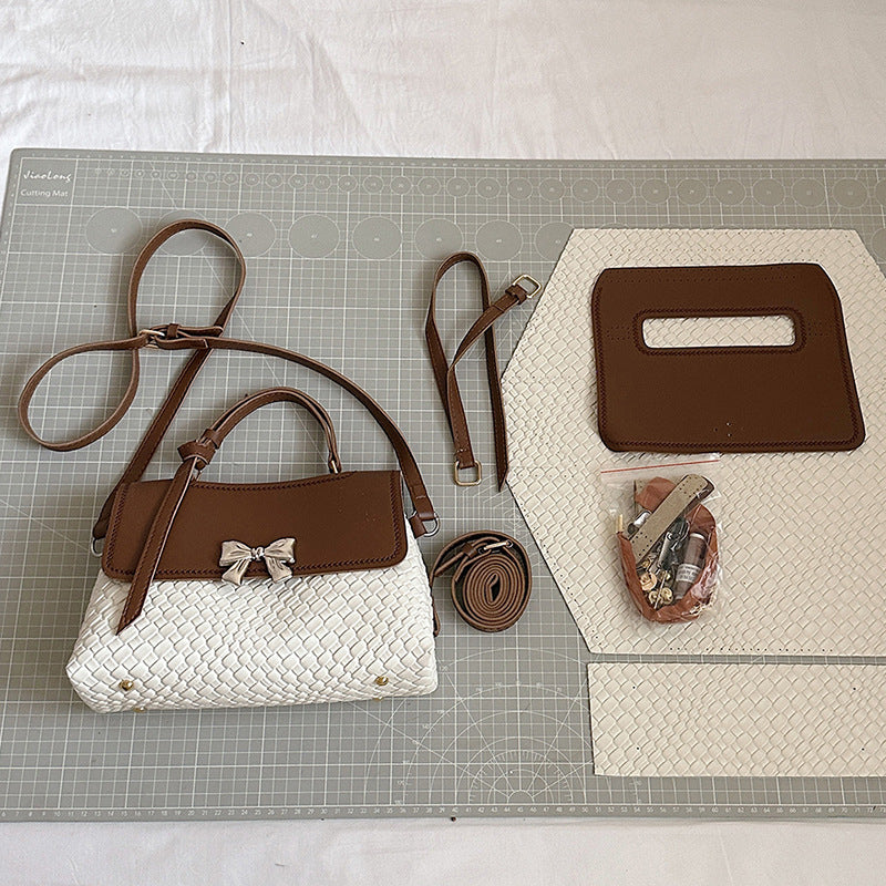 DIY PU Leather Handbag Kit for Beginners – Handmade Shoulder Bag Sewing Set with Video Tutorial, Crossbody Tote Craft Gift