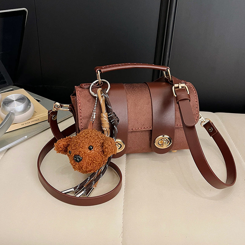 DIY Suede Leather Shoulder Bag Kit for Beginners – Handmade Crossbody Purse Sewing Kit with Pre-Cut Materials & Video Tutorial