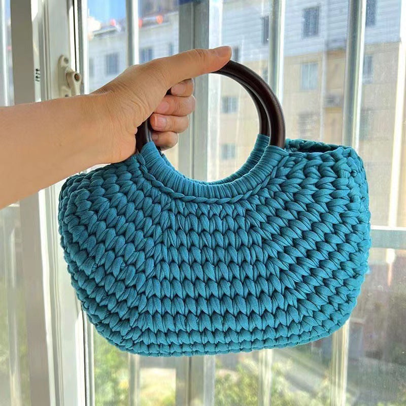 DIY Scallop Tote Bag Crochet Kit – Handmade Woven Handbag Craft Set for Beginners with Video Tutorial