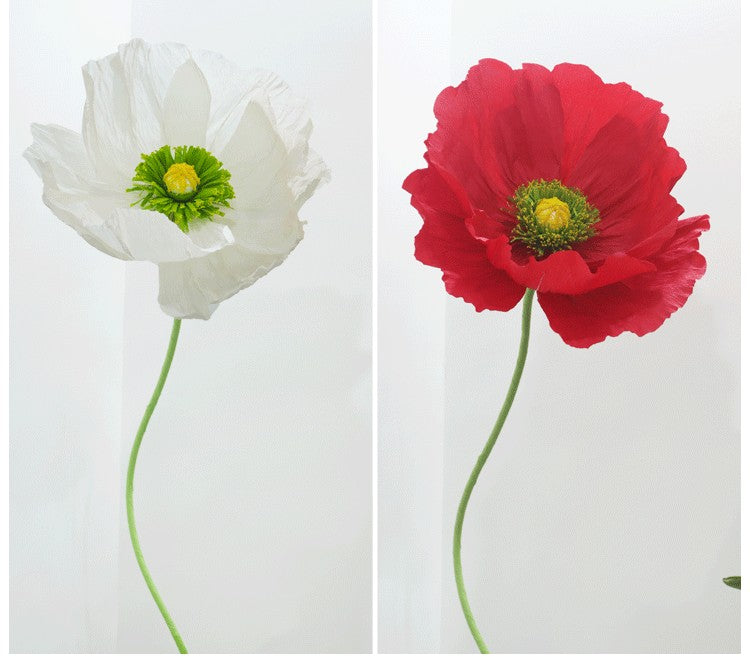 DIY Giant Poppy Crepe Paper Flower Kit | Large Handmade Artificial Flower Craft Set for Wedding, Event & Store Decoration | Macaron Color Display Props