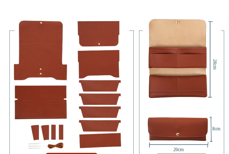 DIY Genuine Leather Long Card Holder Wallet Kit – Handmade Bifold Card Wallet Craft Kit for Beginners with Video Tutorial