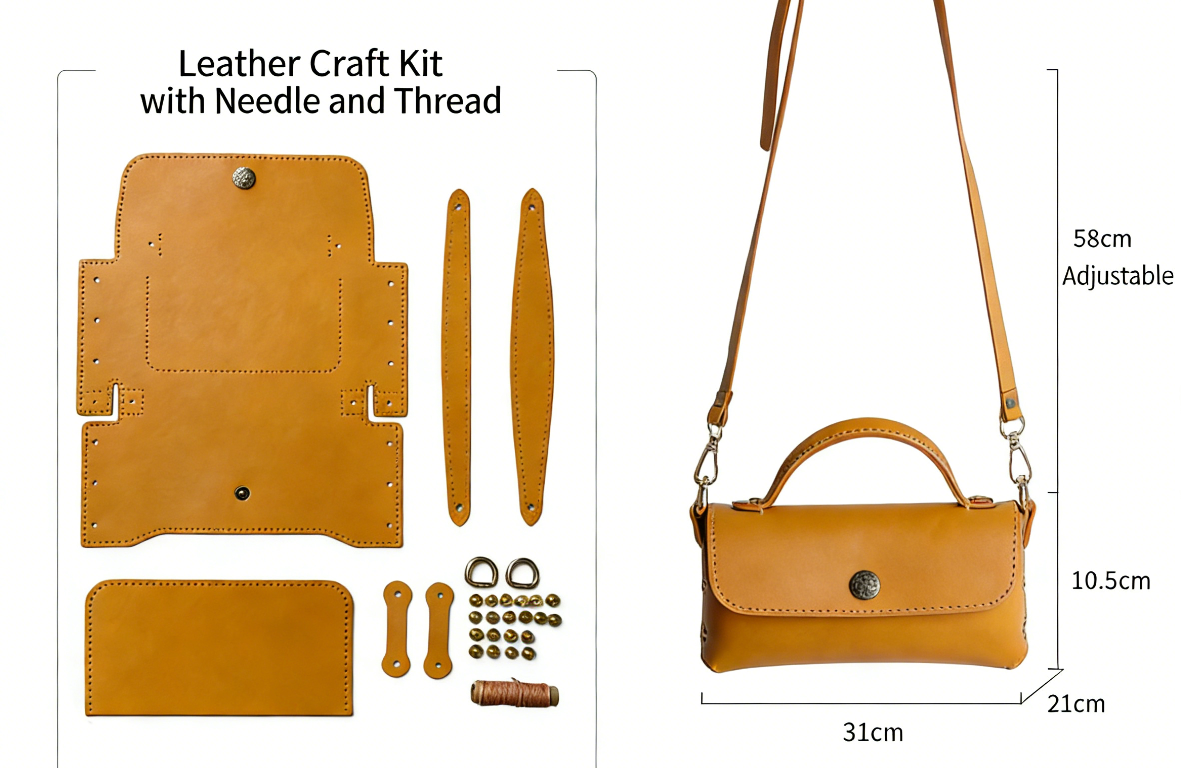 DIY PU Leather Handbag Kit | Beginner-Friendly Crossbody & Handheld Craft Set with Video Tutorial