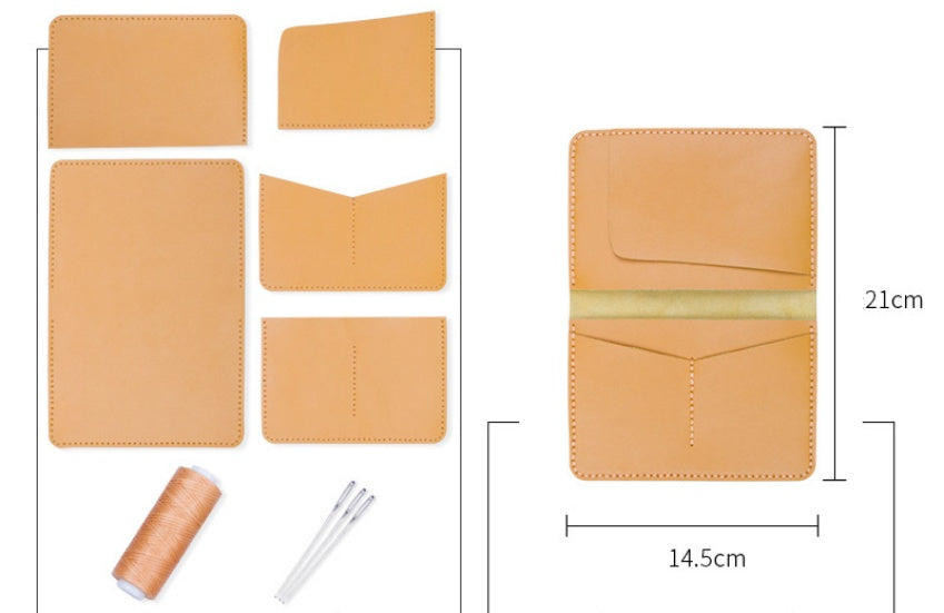DIY Genuine Leather Passport Wallet Kit – Handmade Multifunction Travel Wallet Craft Kit for Beginners with Video Tutorial