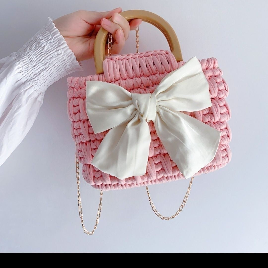 DIY Cotton Yarn Tote Bag Kit | Beginner-Friendly Crochet Weaving Handbag Set | Handmade Shoulder & Crossbody Craft Kit
