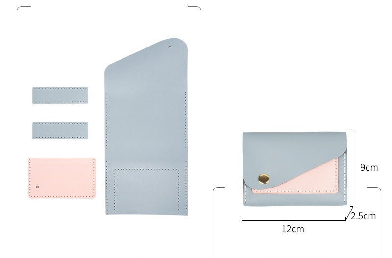 DIY Leather Coin Purse & Card Holder Kit for Beginners – Handmade Cowhide Wallet with Video Tutorial & Complete Sewing Kit
