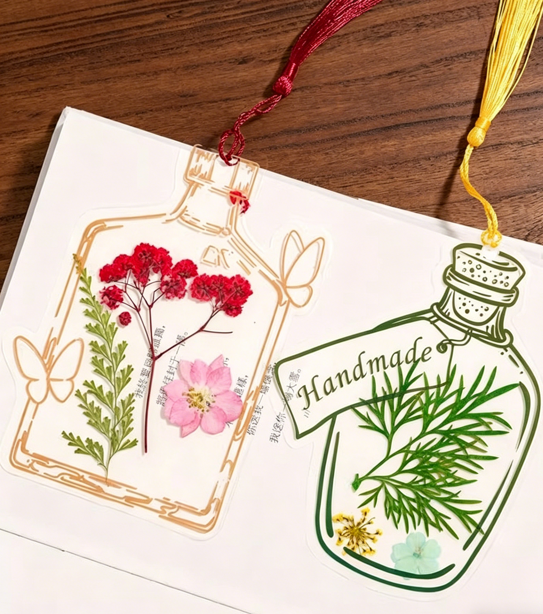 DIY Pressed Flower Bookmark Kit | Transparent Floral Bookmark Craft Set | Handmade Botanical Keepsake & Creative Gift
