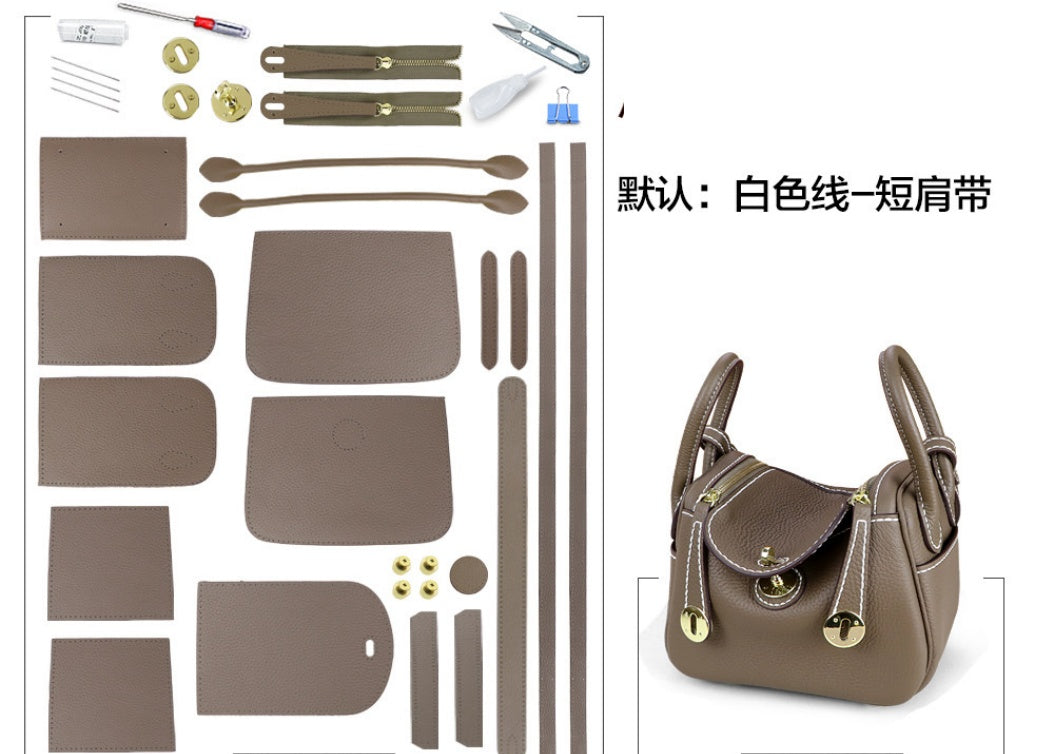 DIY Leather Shoulder Bag Kit – Beginner Top-Grain Cowhide Handmade Handbag