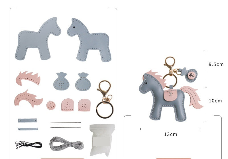 DIY Leather Horse Keychain Kit – Handmade Genuine Leather Craft Set with Video Tutorial (Multicolor)