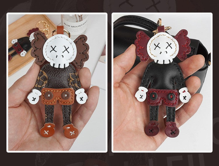 DIY Leather Keychain Kit Cute Character Pendant | Handmade PU + Cowhide Craft Keyring Set with Video Tutorial