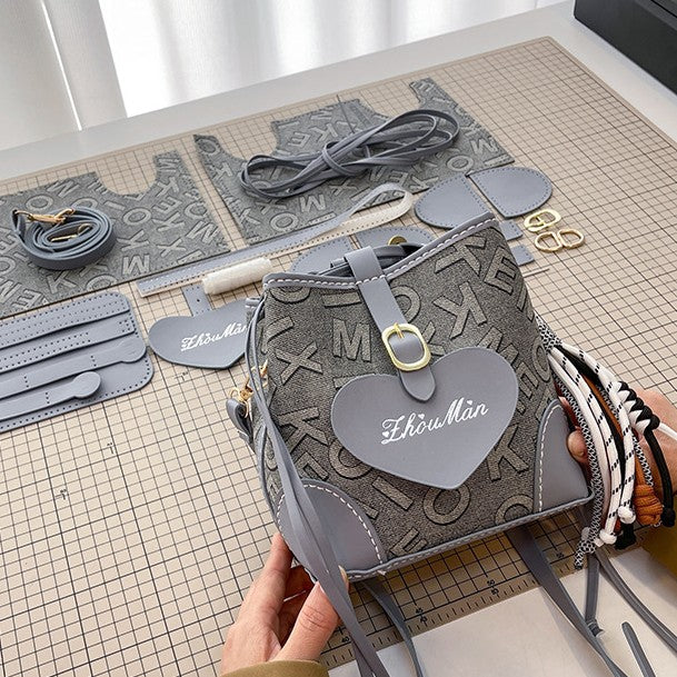 DIY PU Leather Crossbody Bag Kit for Beginners – Handmade Shoulder Bag Sewing Kit with Pre-Cut Leather Pieces & Video Tutorial