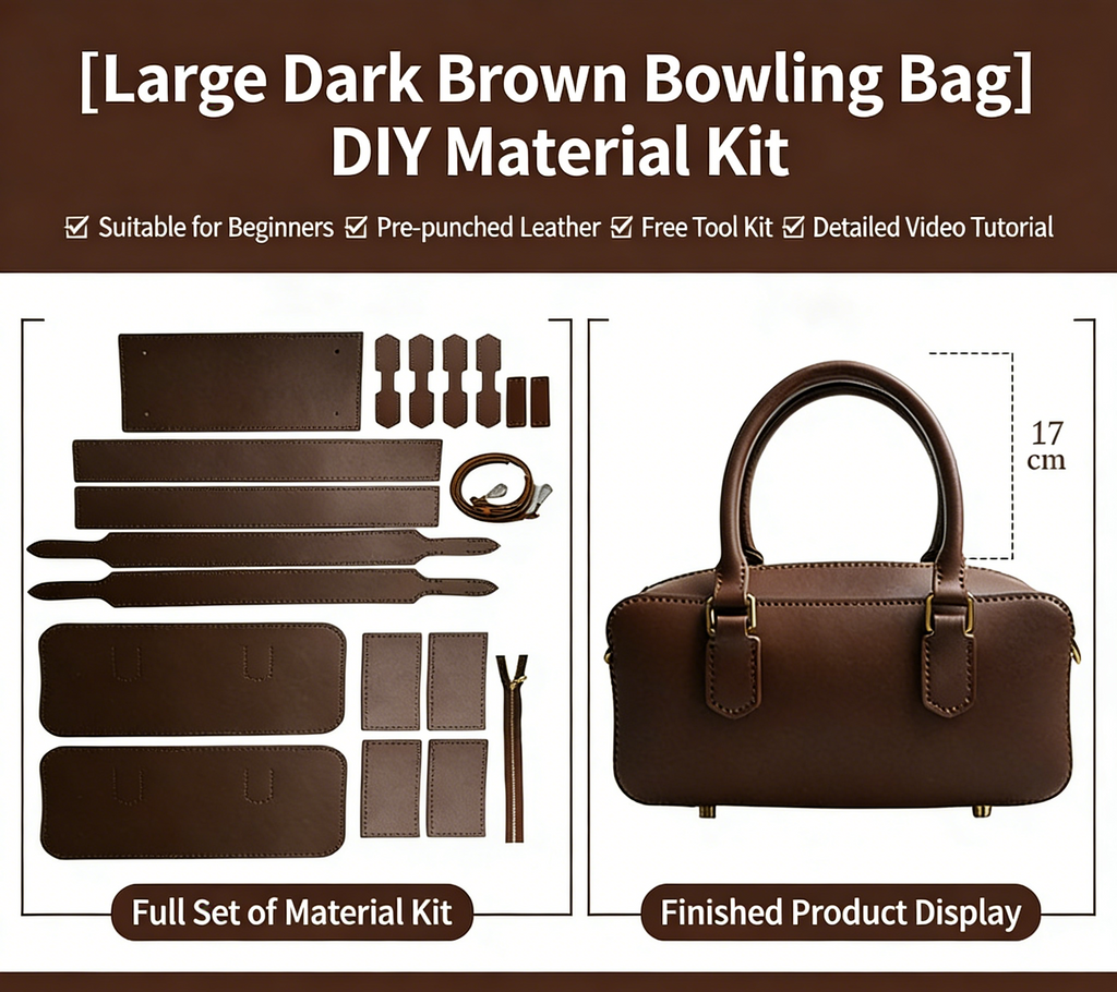 DIY Leather Shoulder Bag Kit for Beginners – Handmade Crossbody Tote Purse Sewing Kit with Pre-Cut Materials & Video Tutorial