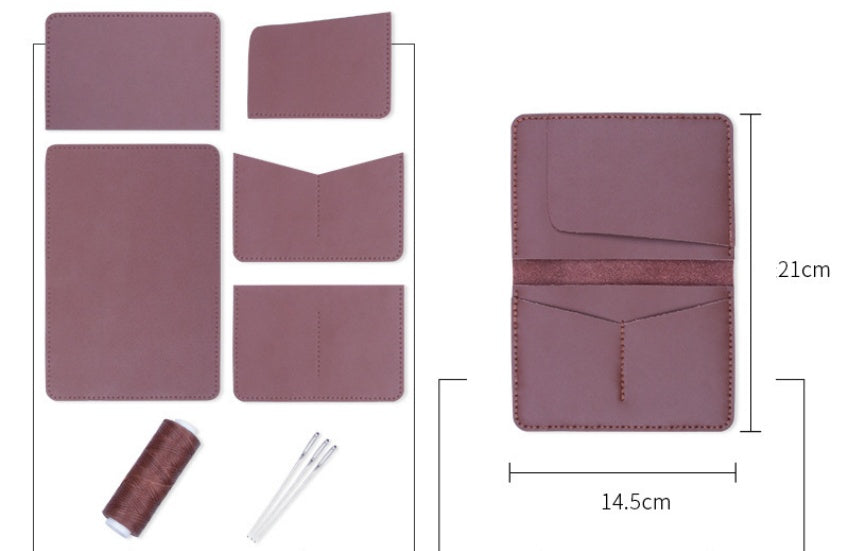 DIY Genuine Leather Passport Wallet Kit – Handmade Multifunction Travel Wallet Craft Kit for Beginners with Video Tutorial