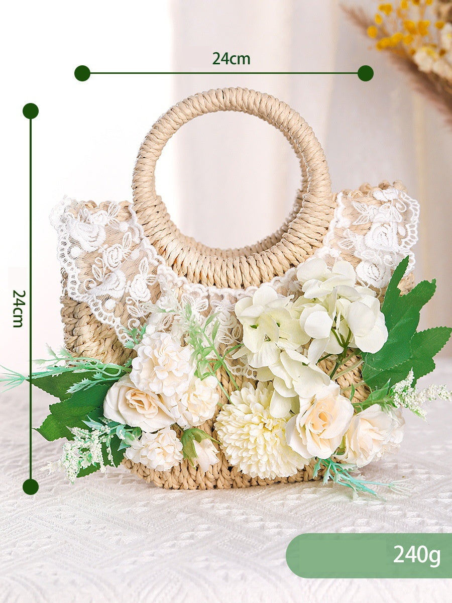 DIY Floral Straw Tote Bag Kit for Mother’s Day | Handmade Woven Handbag Craft Set with Artificial Flowers | Beginner Friendly 8-Minute DIY Gift Bag