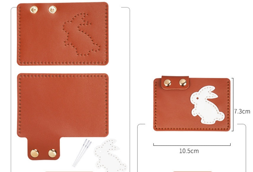 DIY Leather Bunny Wallet Kit – Handmade Colorful Leather Craft Wallet Set for Beginners