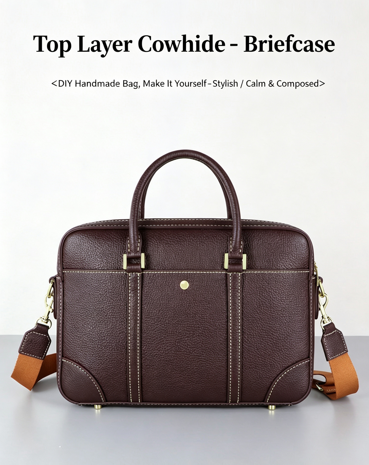 DIY Leather Laptop Briefcase Kit – Beginner Men's Cowhide Work Bag