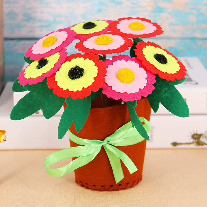 DIY Felt Flower Pot Craft Kit | Kids Educational Handmade Fabric Potted Plant Set | Montessori Creative Sewing Toy & Parent-Child Gift