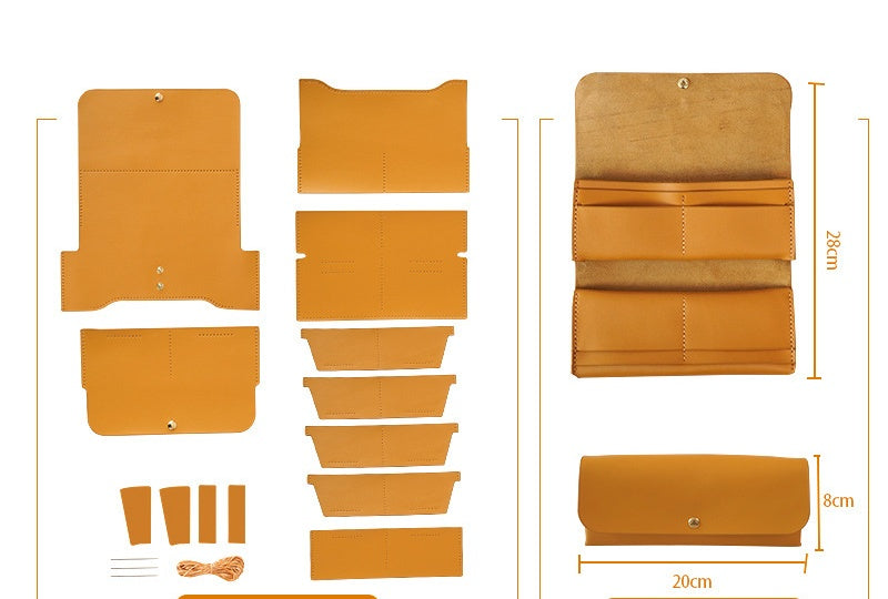 DIY Genuine Leather Long Card Holder Wallet Kit – Handmade Bifold Card Wallet Craft Kit for Beginners with Video Tutorial