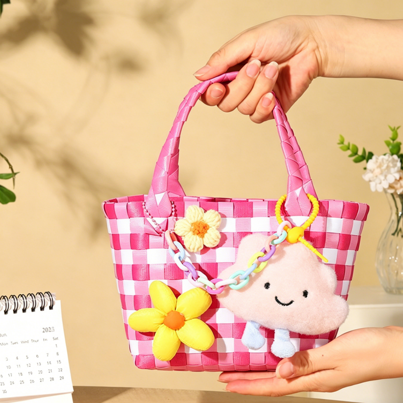 DIY Colorful Woven Tote Bag Kit for Mother’s Day | Handmade Handbag Craft Set with Pre-Cut Materials & Video Tutorial | Beginner Friendly Gift Bag