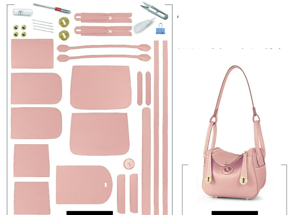 DIY Leather Shoulder Bag Kit – Beginner Top-Grain Cowhide Handmade Handbag