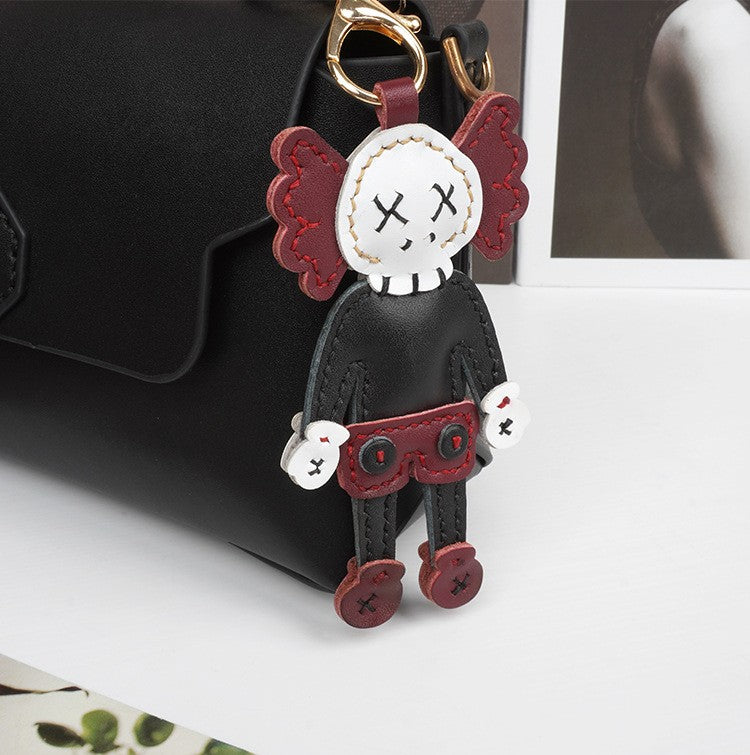 DIY Leather Keychain Kit Cute Character Pendant | Handmade PU + Cowhide Craft Keyring Set with Video Tutorial