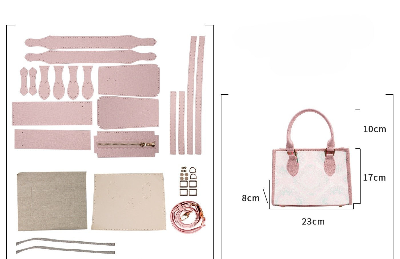 DIY Patchwork Tote Bag Kit | Genuine Leather & Microfiber Handmade Shoulder Bag Craft Set for Beginners
