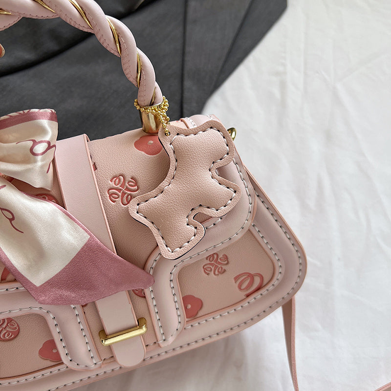 DIY PU Leather Shoulder Bag Kit for Beginners – Handmade Pink Handbag Sewing Kit with Pre-Cut Materials & Video Tutorial