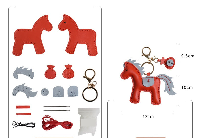 DIY Leather Horse Keychain Kit – Handmade Genuine Leather Craft Set with Video Tutorial (Multicolor)