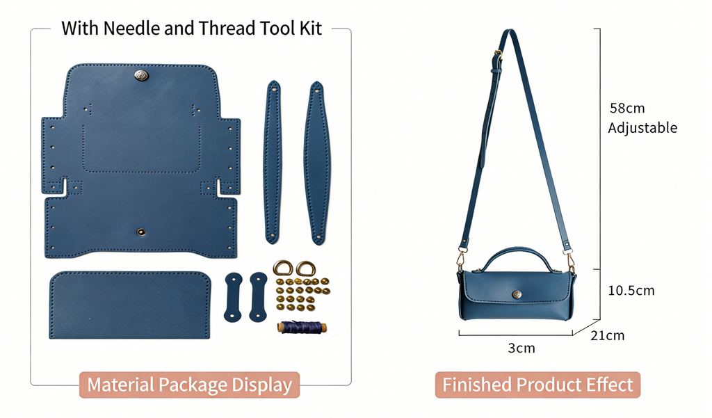 DIY PU Leather Handbag Kit | Beginner-Friendly Crossbody & Handheld Craft Set with Video Tutorial