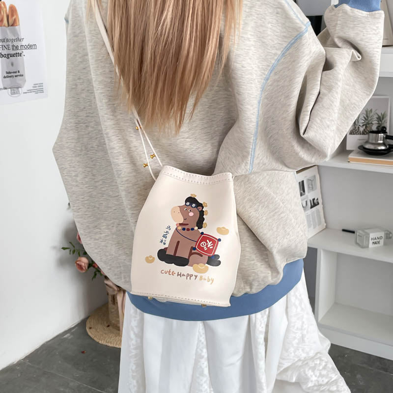 DIY PU Leather Bucket Bag Kit for Beginners – Handmade Crossbody Shoulder Bag Sewing Kit with Pre-Cut Materials & Video Tutorial