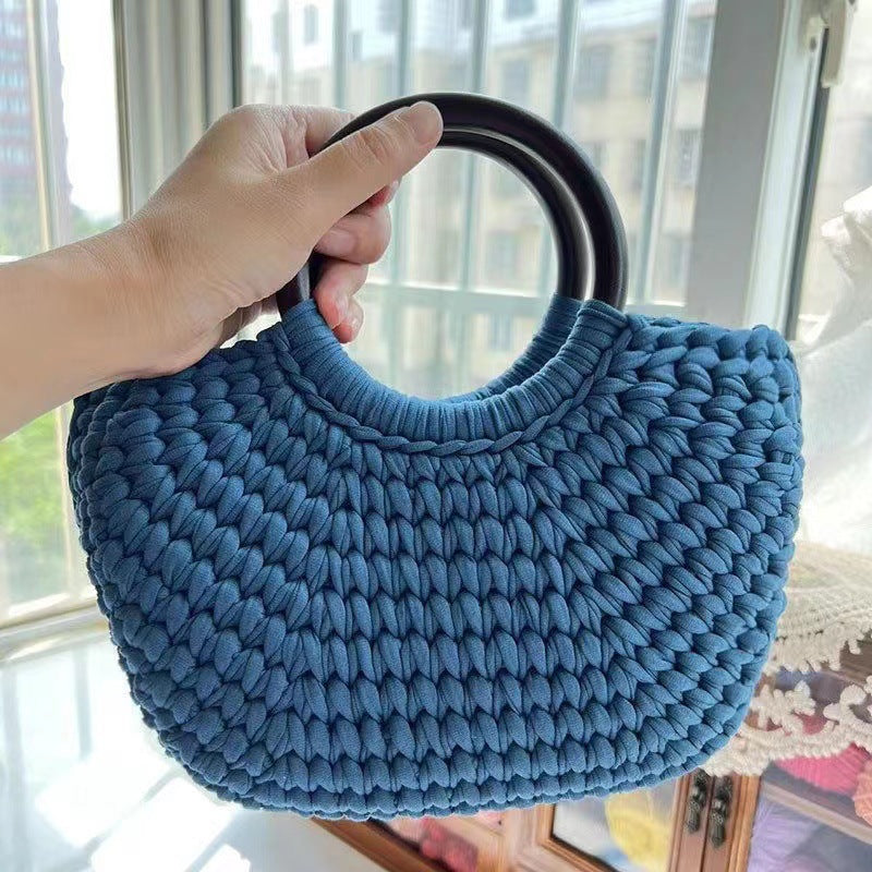 DIY Scallop Tote Bag Crochet Kit – Handmade Woven Handbag Craft Set for Beginners with Video Tutorial