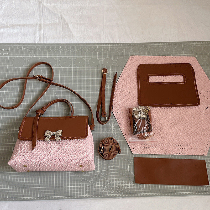 DIY PU Leather Handbag Kit for Beginners – Handmade Shoulder Bag Sewing Set with Video Tutorial, Crossbody Tote Craft Gift