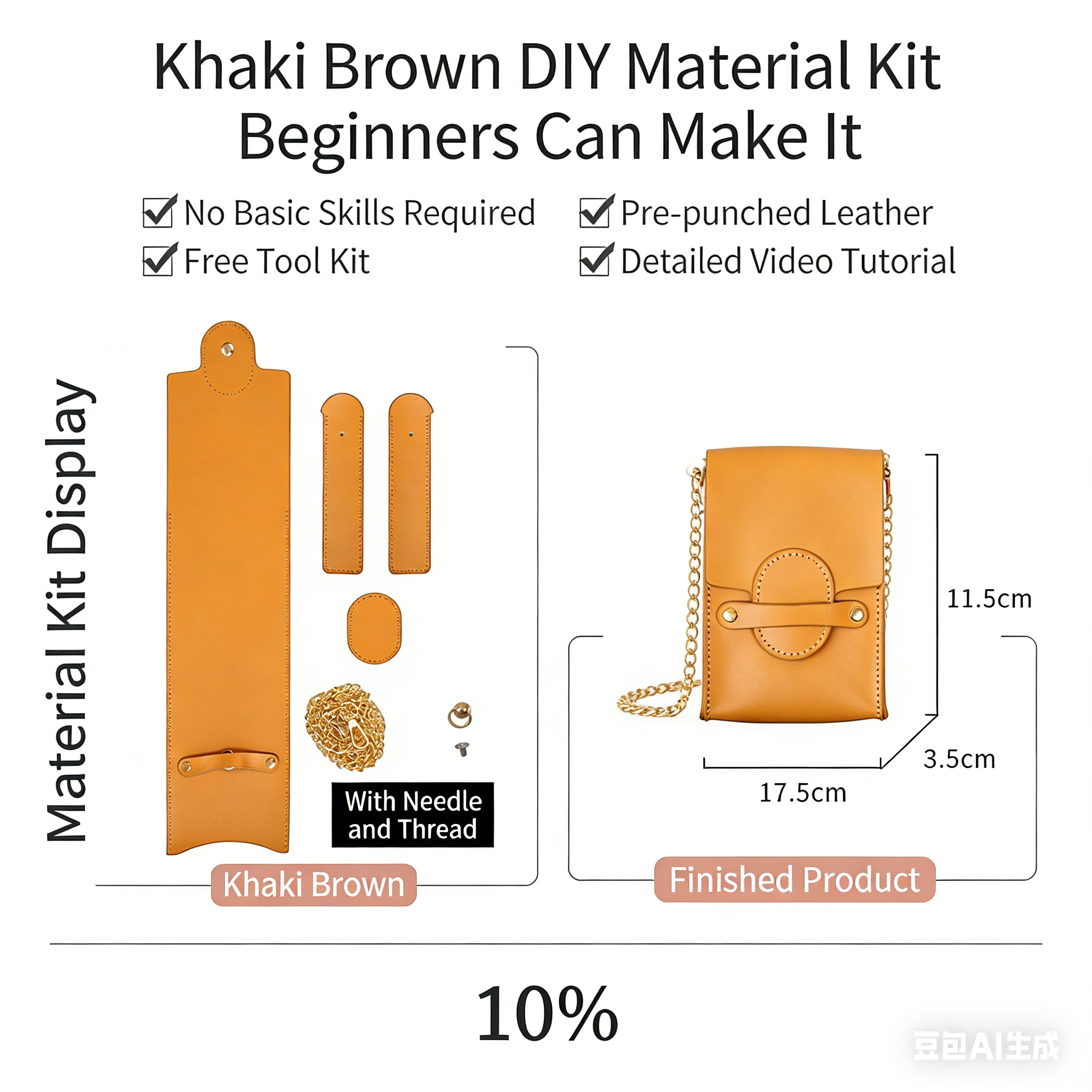 DIY Genuine Leather Coin Purse Kit for Beginners – Handmade Phone Pouch & Small Wallet Sewing Kit with Pre-Cut Cowhide Leather
